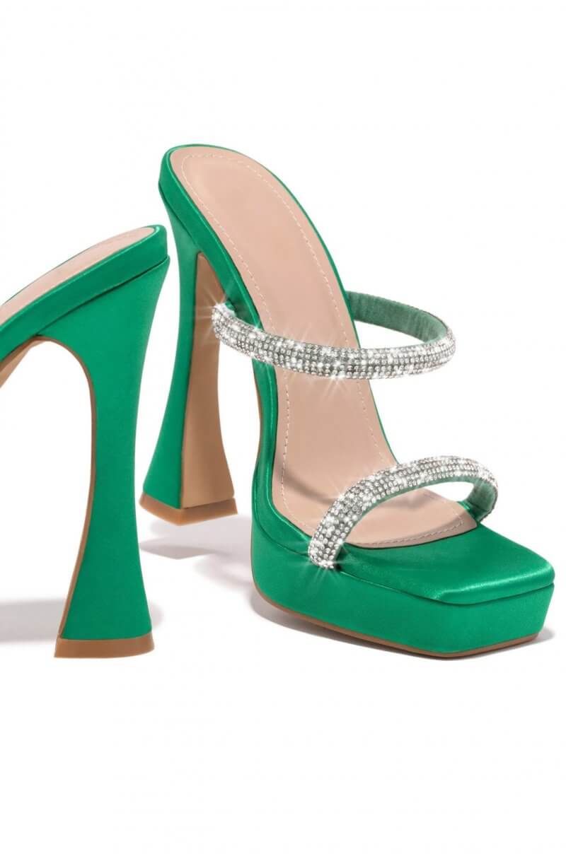 Dillion Heels - Platform Mules Block High Heels in green