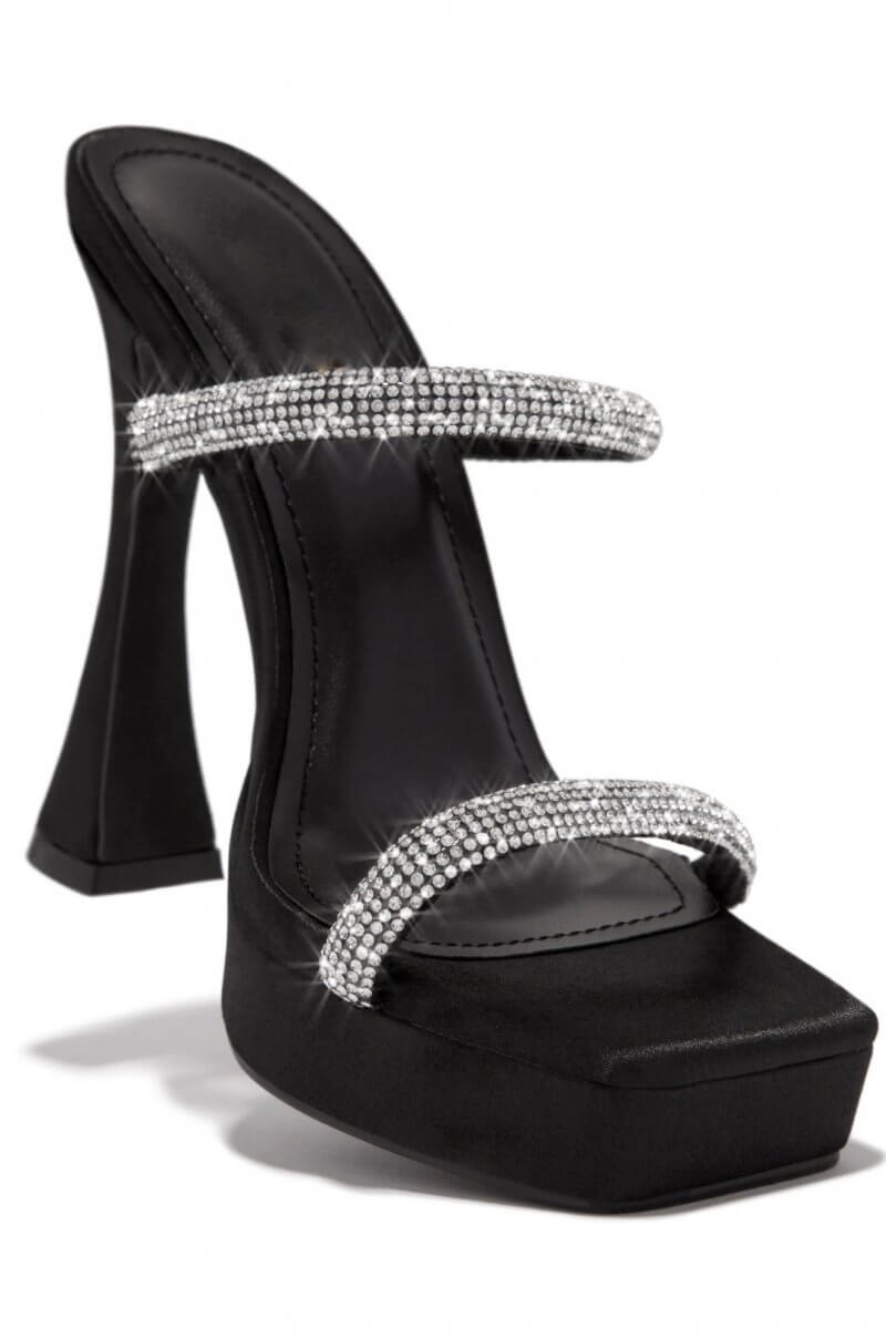 Dillion Heels - Platform High Heels Block Heel in Black