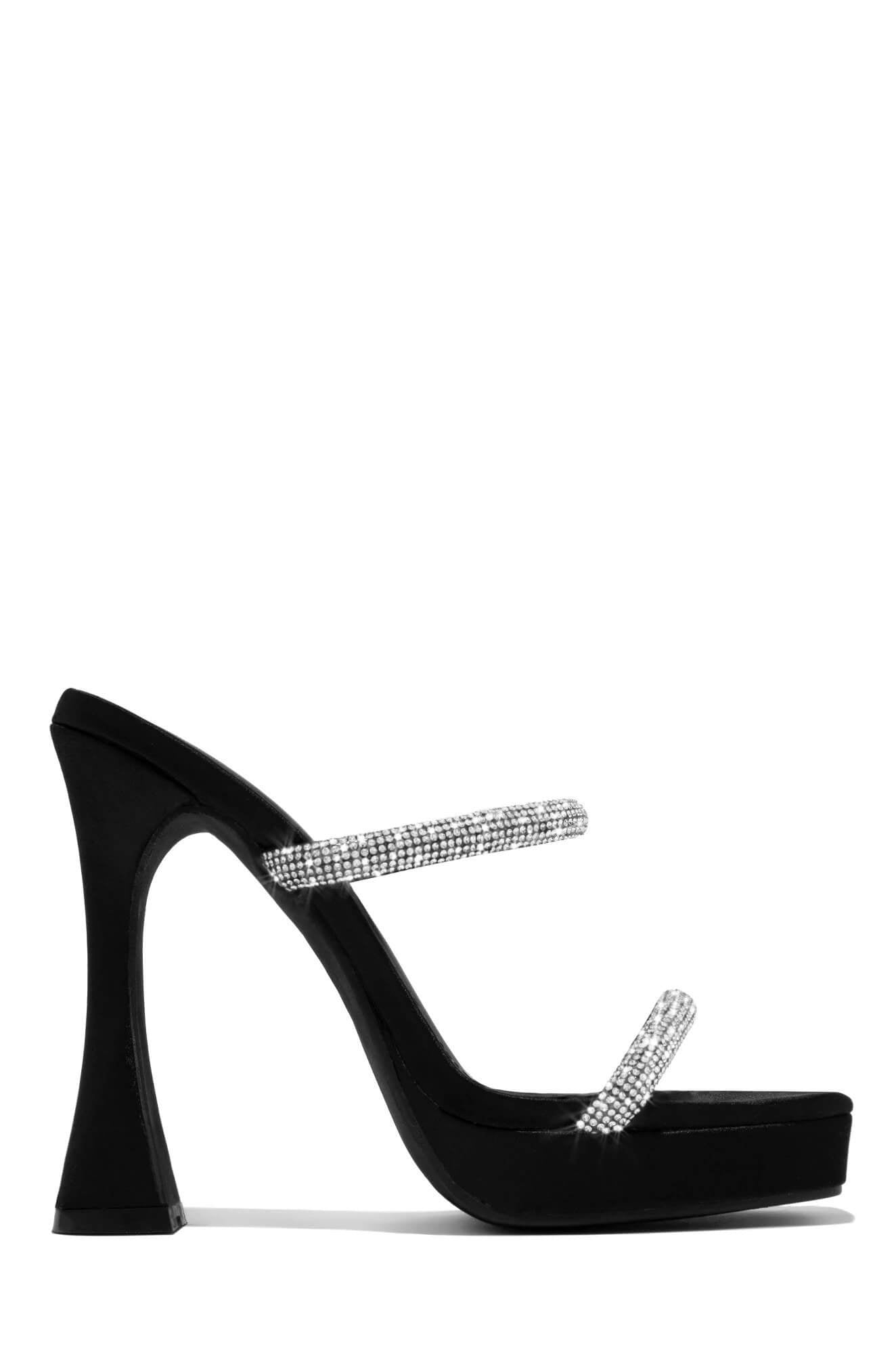 Dillion Heels - Platform High Heels Block Heel in Black